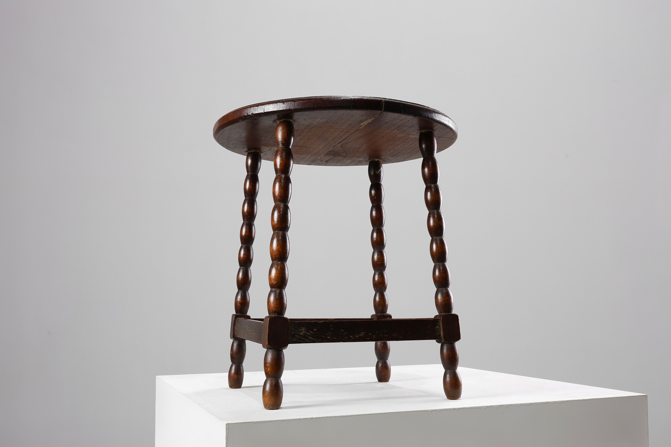 French Provincial Rustic Oak Stool, circa 1900thumbnail